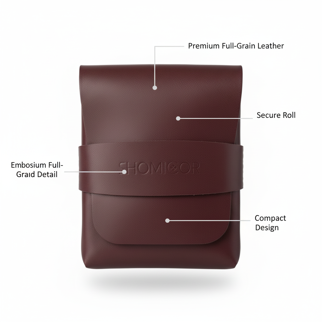 Premium leather pouch product showcase