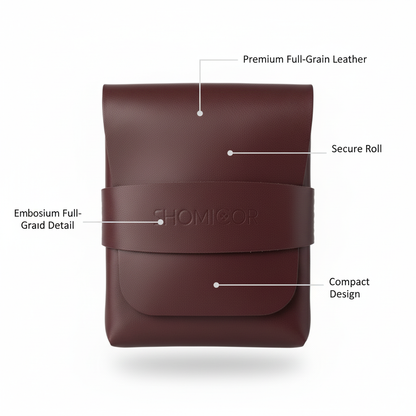 Premium leather pouch product showcase